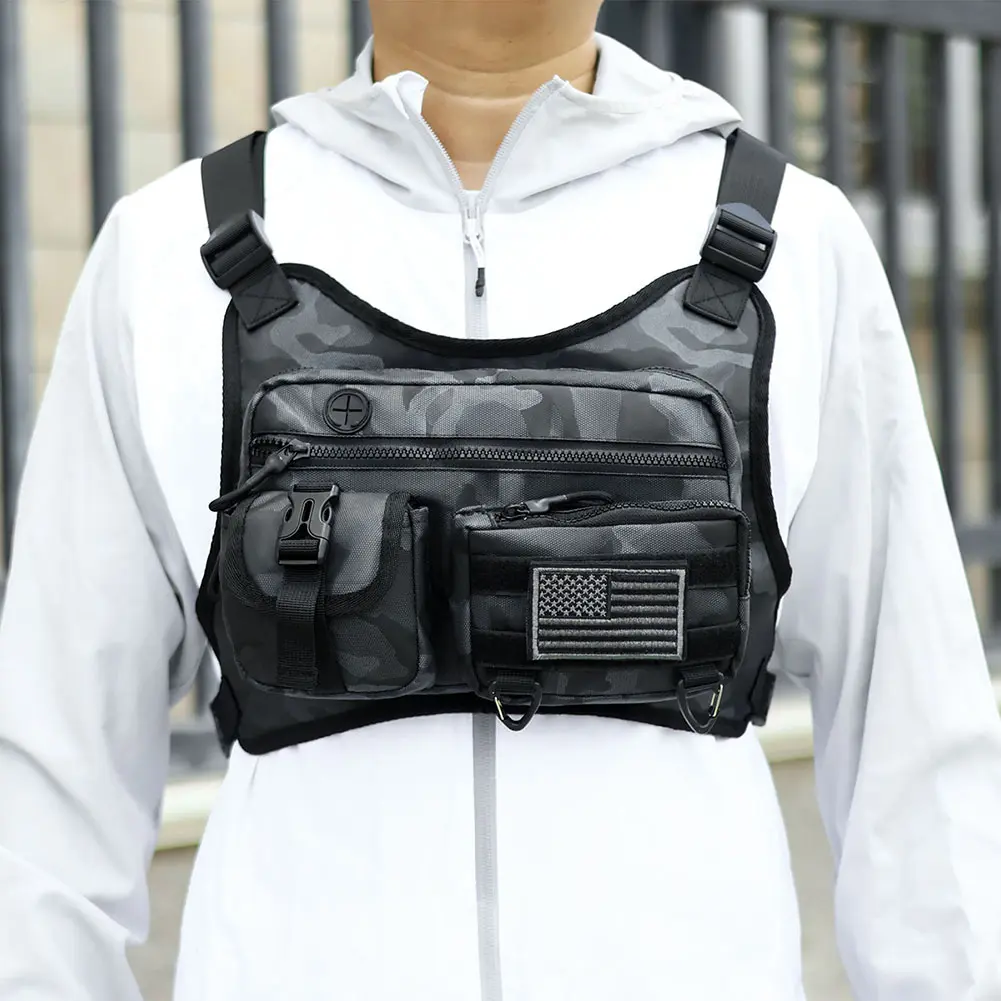 Running Vest Bag Adjustable Strap Fashion Sport Backpack Large Capacity Streetwear Chest Bag for Running Travel