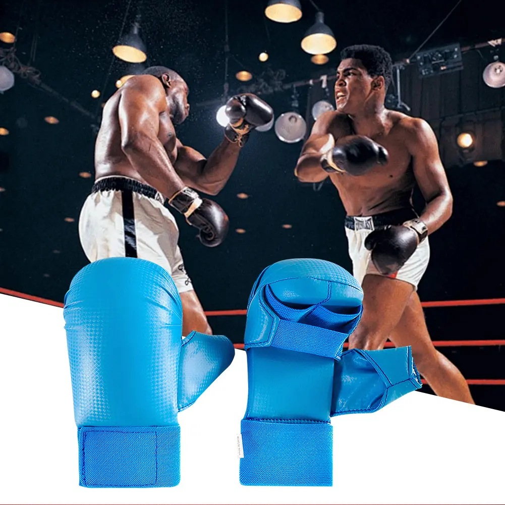PU Leather Karate Gloves Taekwondo Protector Pads Thickened Karate Sparring Mitts Gloves Non Slip Ergonomic for Adults Kids