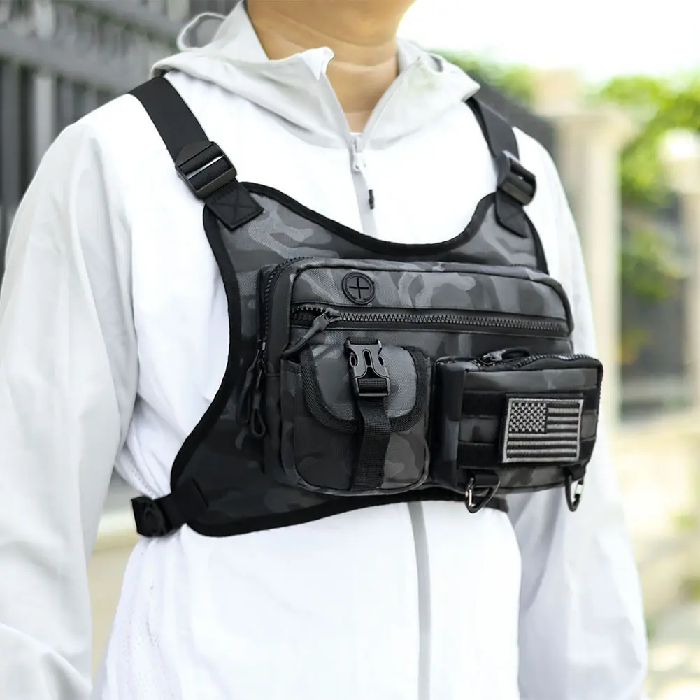 Running Vest Bag Adjustable Strap Fashion Sport Backpack Large Capacity Streetwear Chest Bag for Running Travel