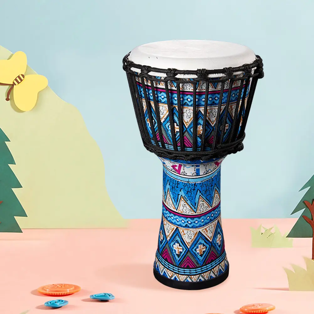Goatskin Drumhead African Drum Colorful Art Patterns 8inch Hand Drum Congo Drum Great Gift for Beginners Adults and Kids