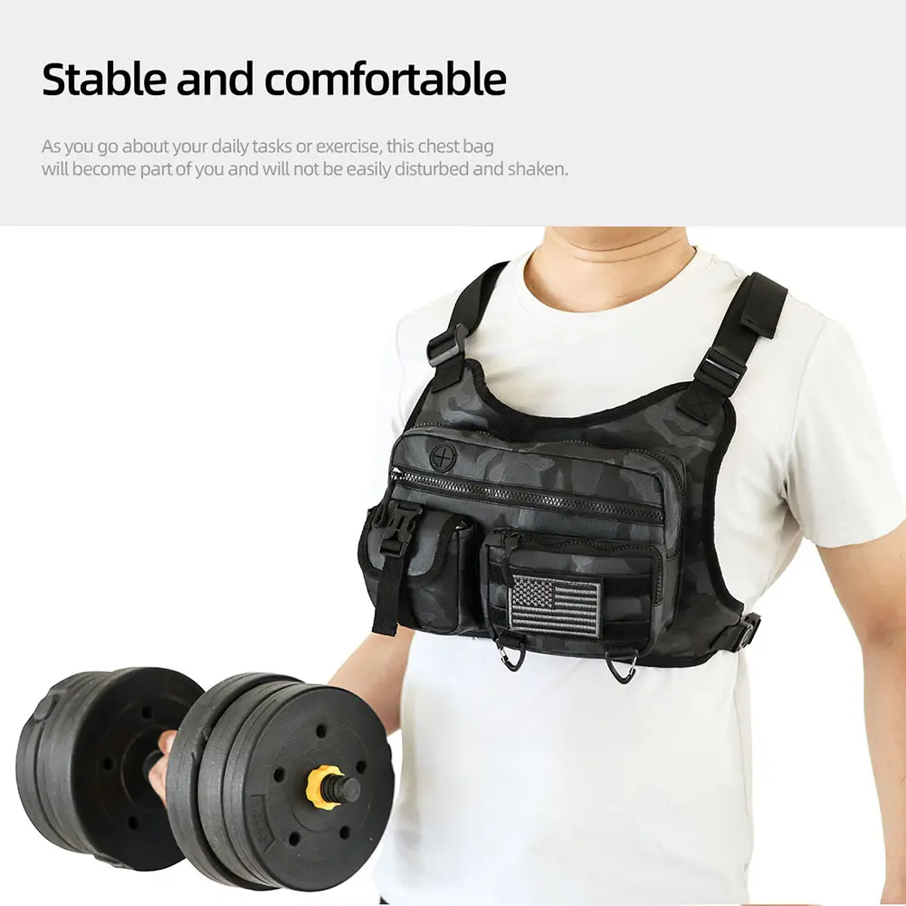 Running Vest Bag Adjustable Strap Fashion Sport Backpack Large Capacity Streetwear Chest Bag for Running Travel