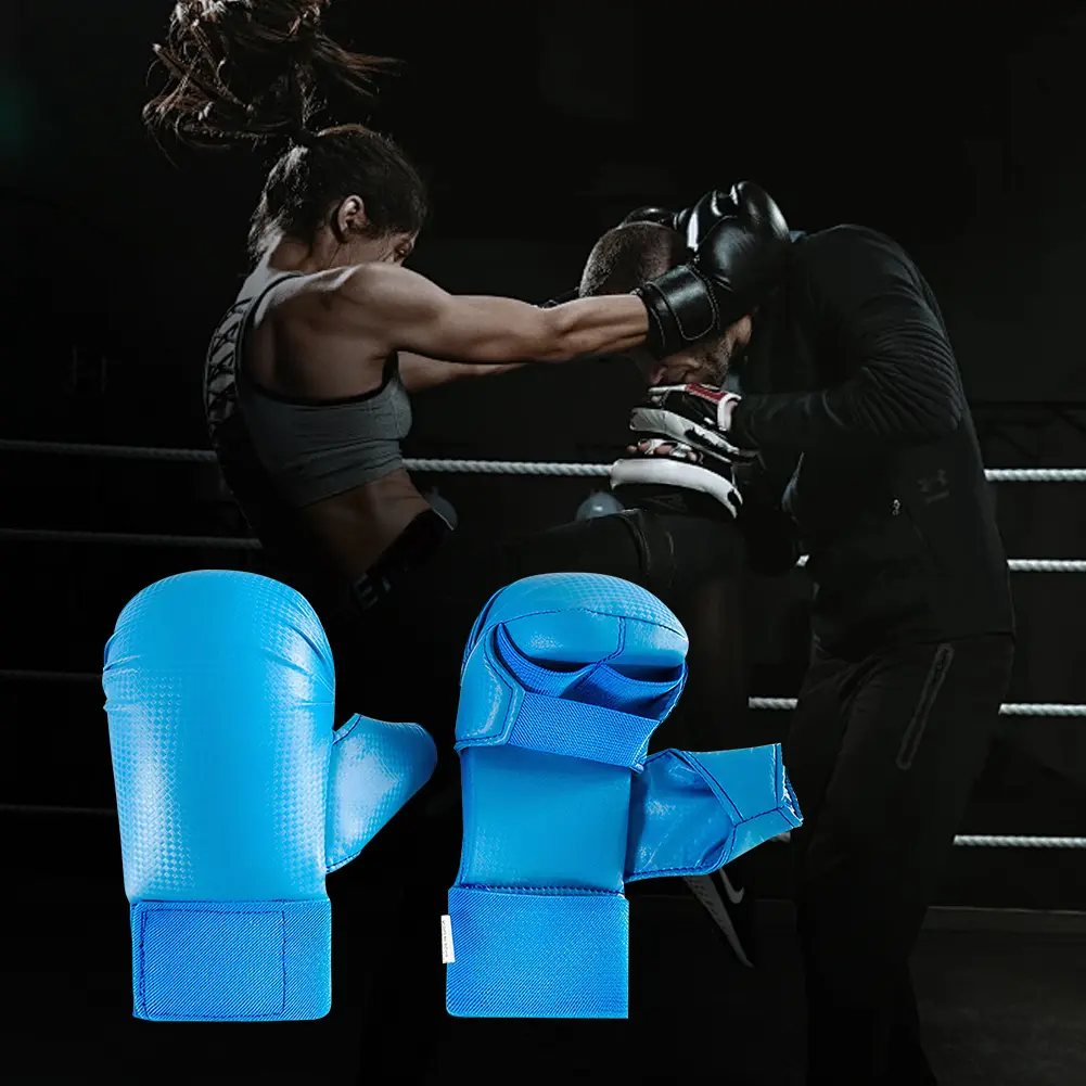 PU Leather Karate Gloves Taekwondo Protector Pads Thickened Karate Sparring Mitts Gloves Non Slip Ergonomic for Adults Kids