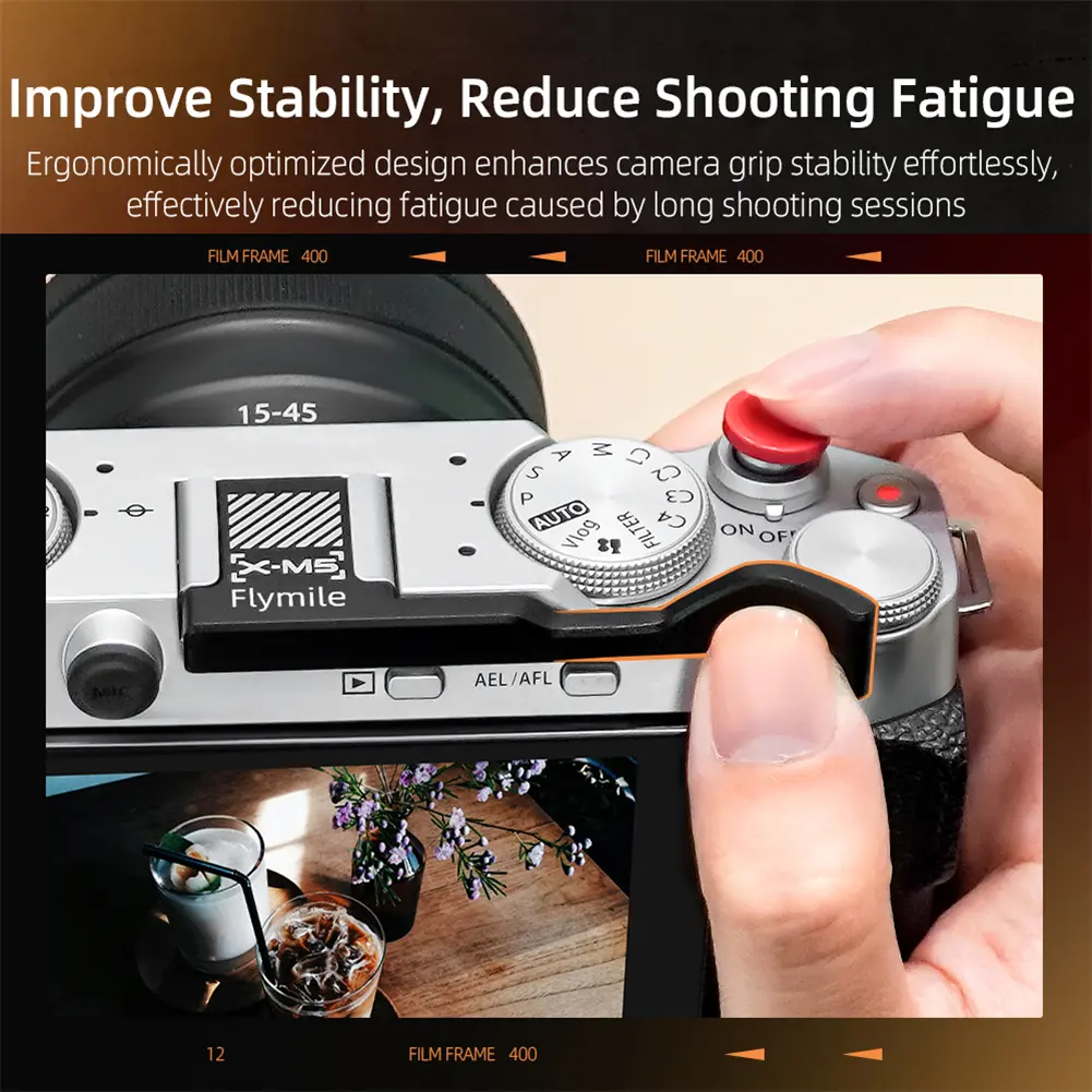 Thumb Grip with Shutter Release Button Built-in Silicone Pads Hot Shoe Cover Thumb Up Grip for Fujifilm X-M5 Camera Accessories
