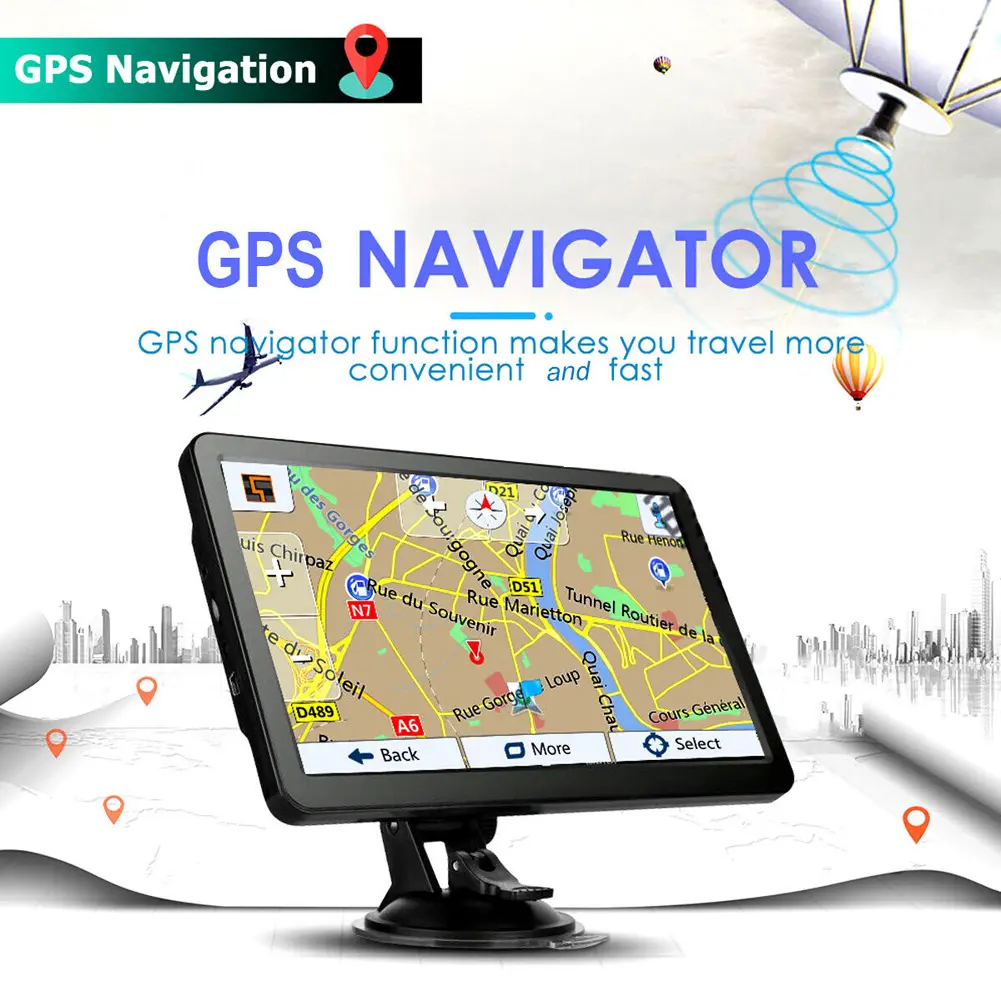 7 Inch HD Car GPS Navigation FM Transmitter Navigation System Touch Screen Portable Navigator Australia North America Europe Map