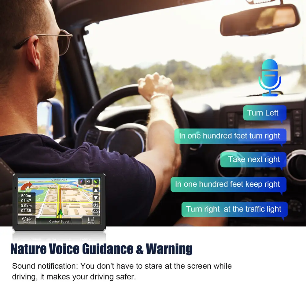 7 Inch HD Car GPS Navigation FM Transmitter Navigation System Touch Screen Portable Navigator Australia North America Europe Map