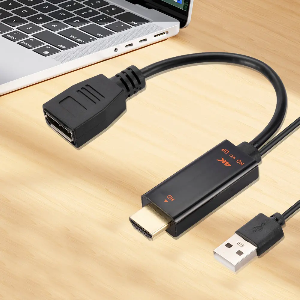 HDMI-Compatible To DisplayPort Cable 4K@60Hz 2K@120Hz with USB Power Cable HDMI-Compatible To Display Port Cord for PS5 PS4 Pro
