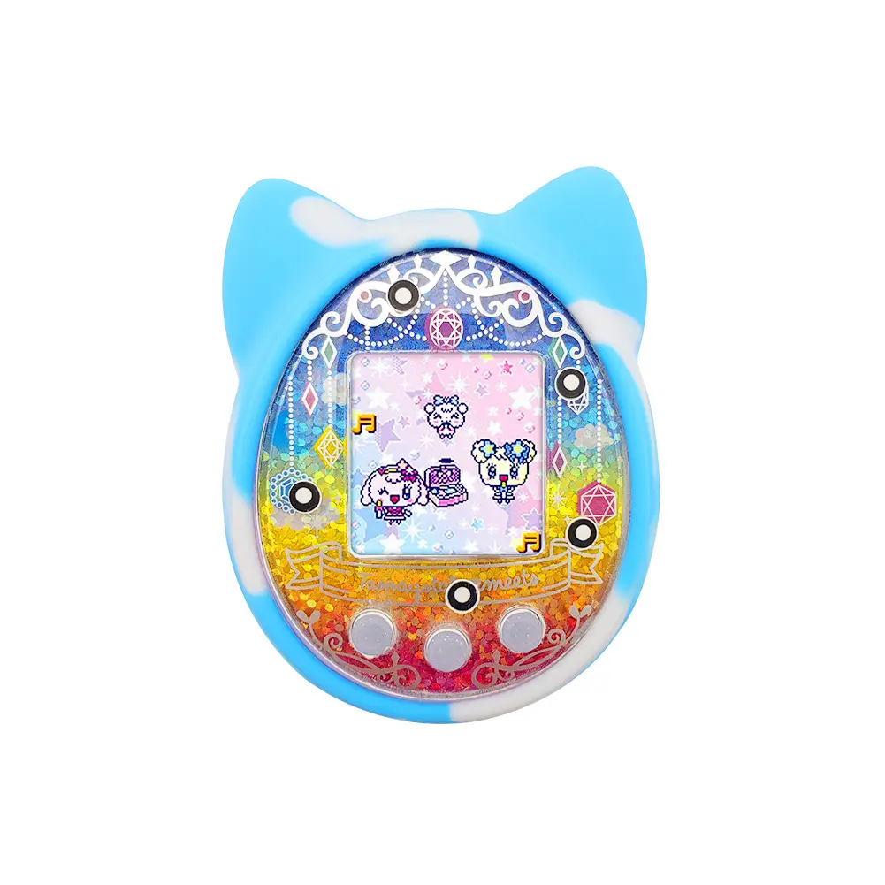 Soft Silicone Comprehensive Protection Skin with Lanyard Waterproof Cartoon Cat Shaped Scratch Proof for Tamagotchi Meets/4U/4U+