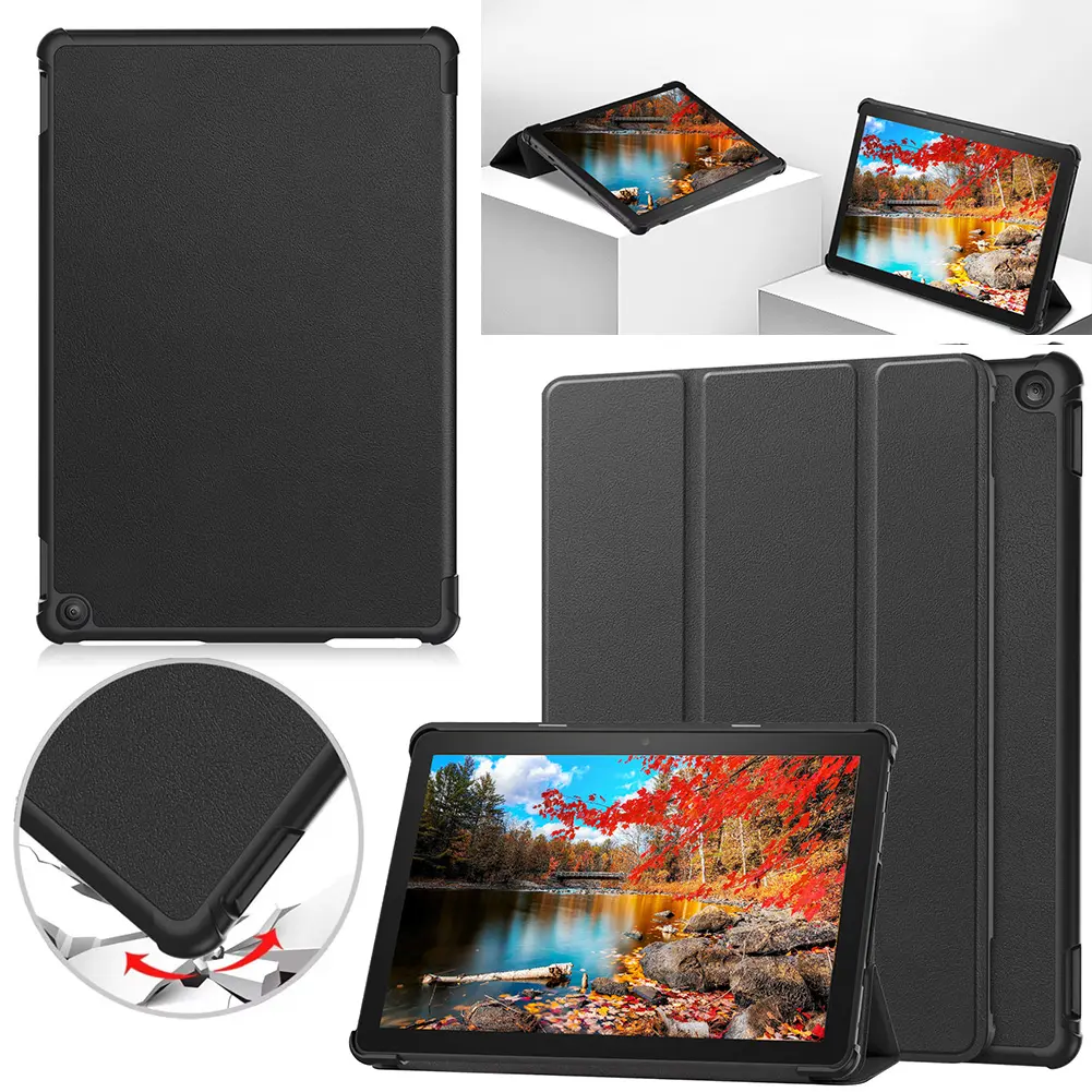 New PU Leather Tablet Case For All-New Amazon Fire HD 10 Tablet (13th Generation, 2023 Release) Shockproof Trifold Stand Cover
