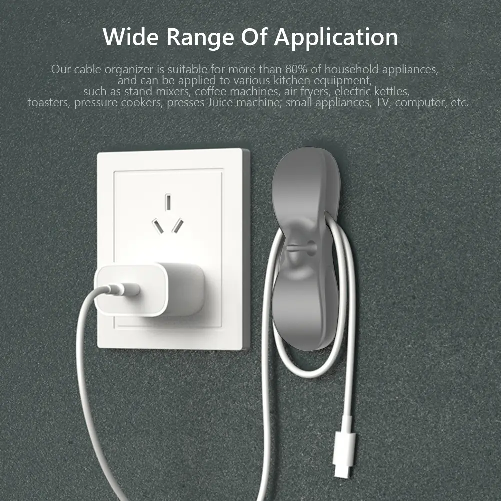 4pcs Cord Manager For Kitchen Appliance Wire Holder Cable Winder Bathroom Office Cord Management Cord Organizer Clips Wrapper