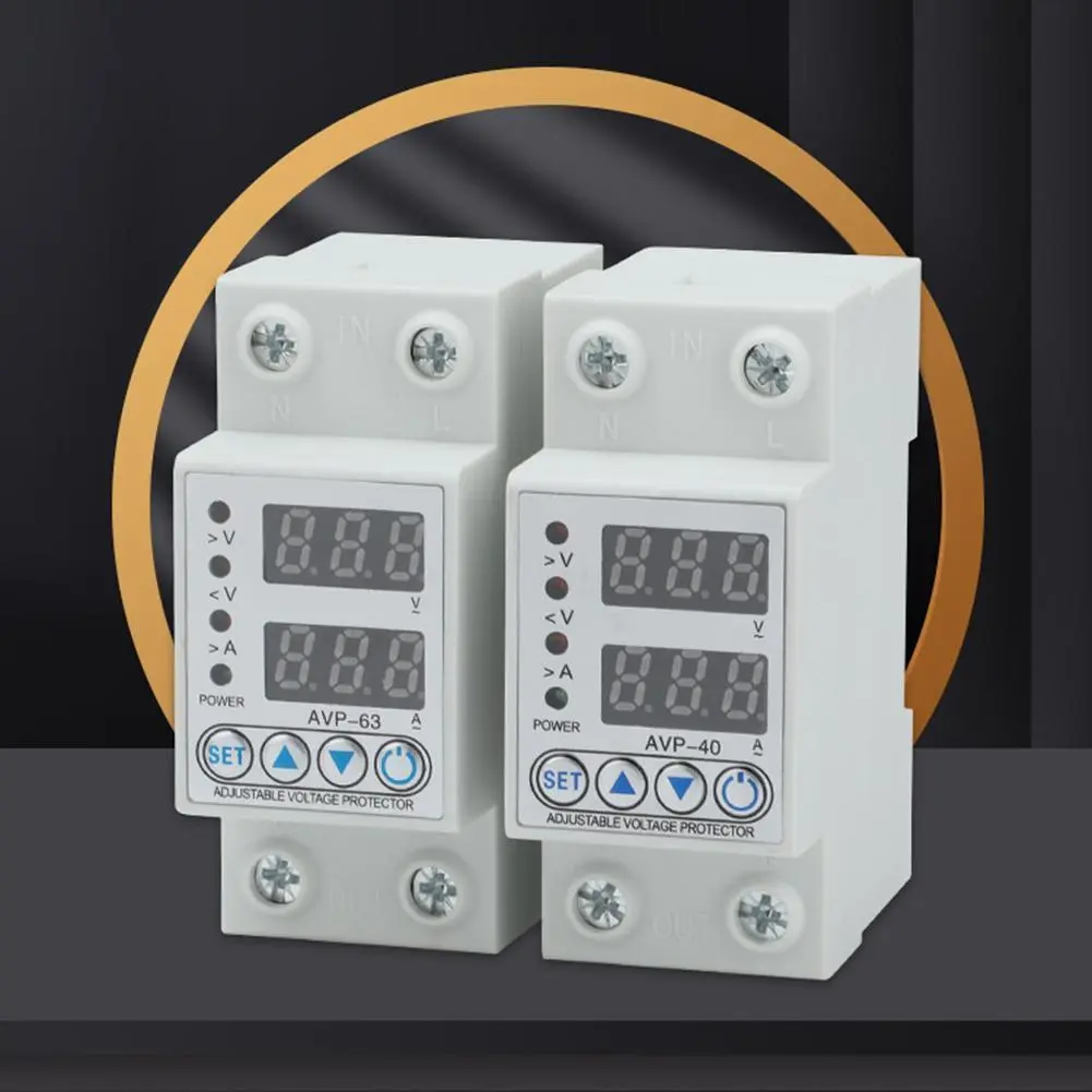 220V 40/63A Adjust Voltage Relay Over Current Protection Limit Relay Protector Din Rail Ammeter Voltmeter