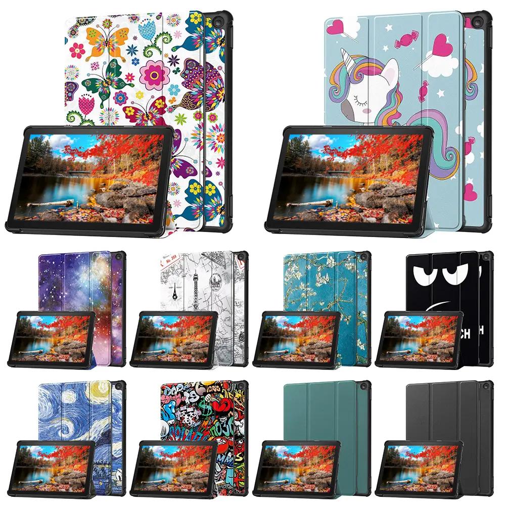 New PU Leather Tablet Case For All-New Amazon Fire HD 10 Tablet (13th Generation, 2023 Release) Shockproof Trifold Stand Cover