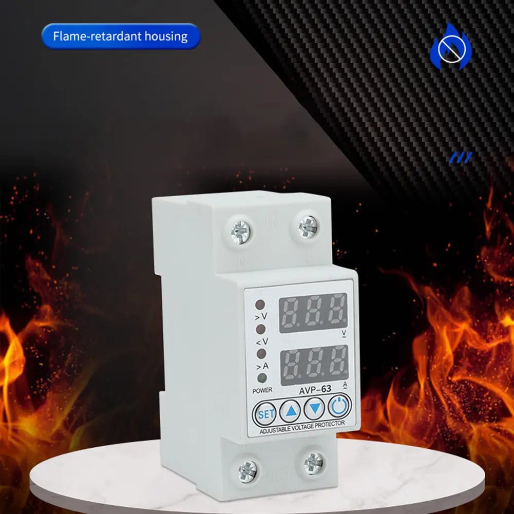 220V 40/63A Adjust Voltage Relay Over Current Protection Limit Relay Protector Din Rail Ammeter Voltmeter