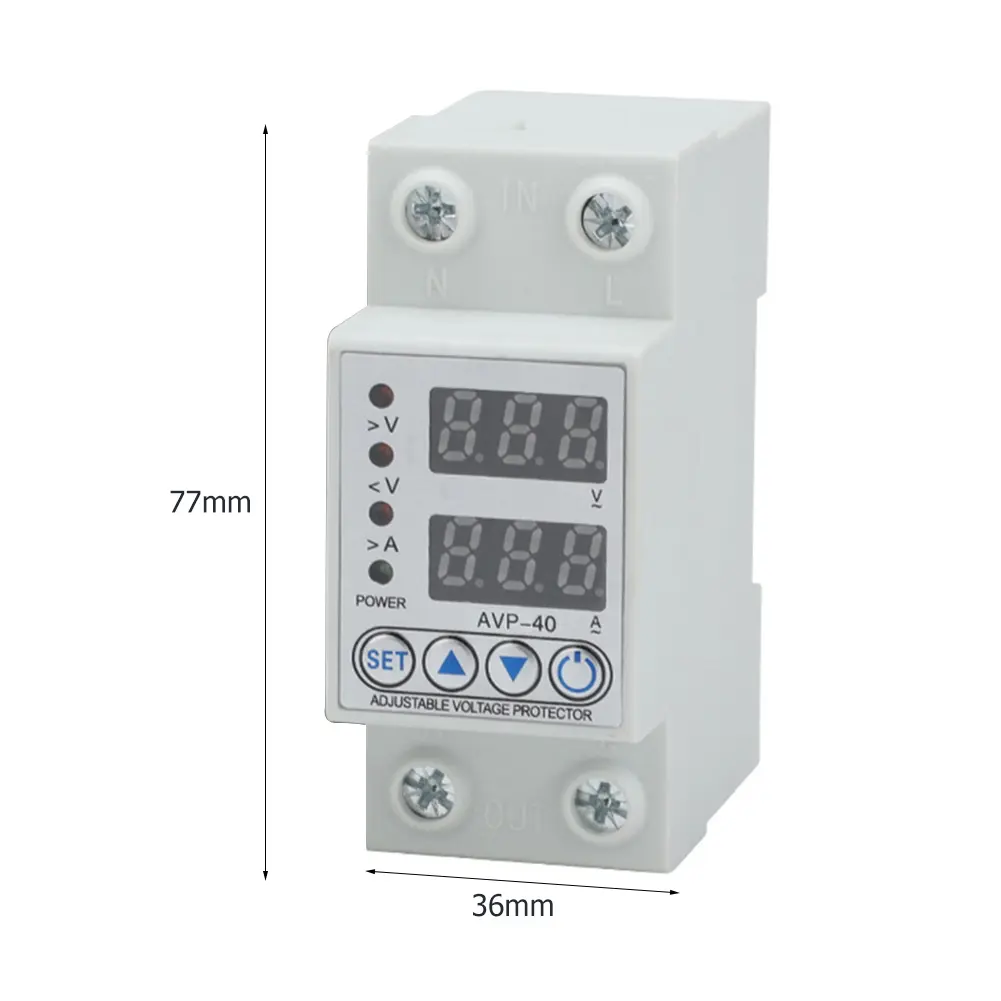 220V 40/63A Adjust Voltage Relay Over Current Protection Limit Relay Protector Din Rail Ammeter Voltmeter