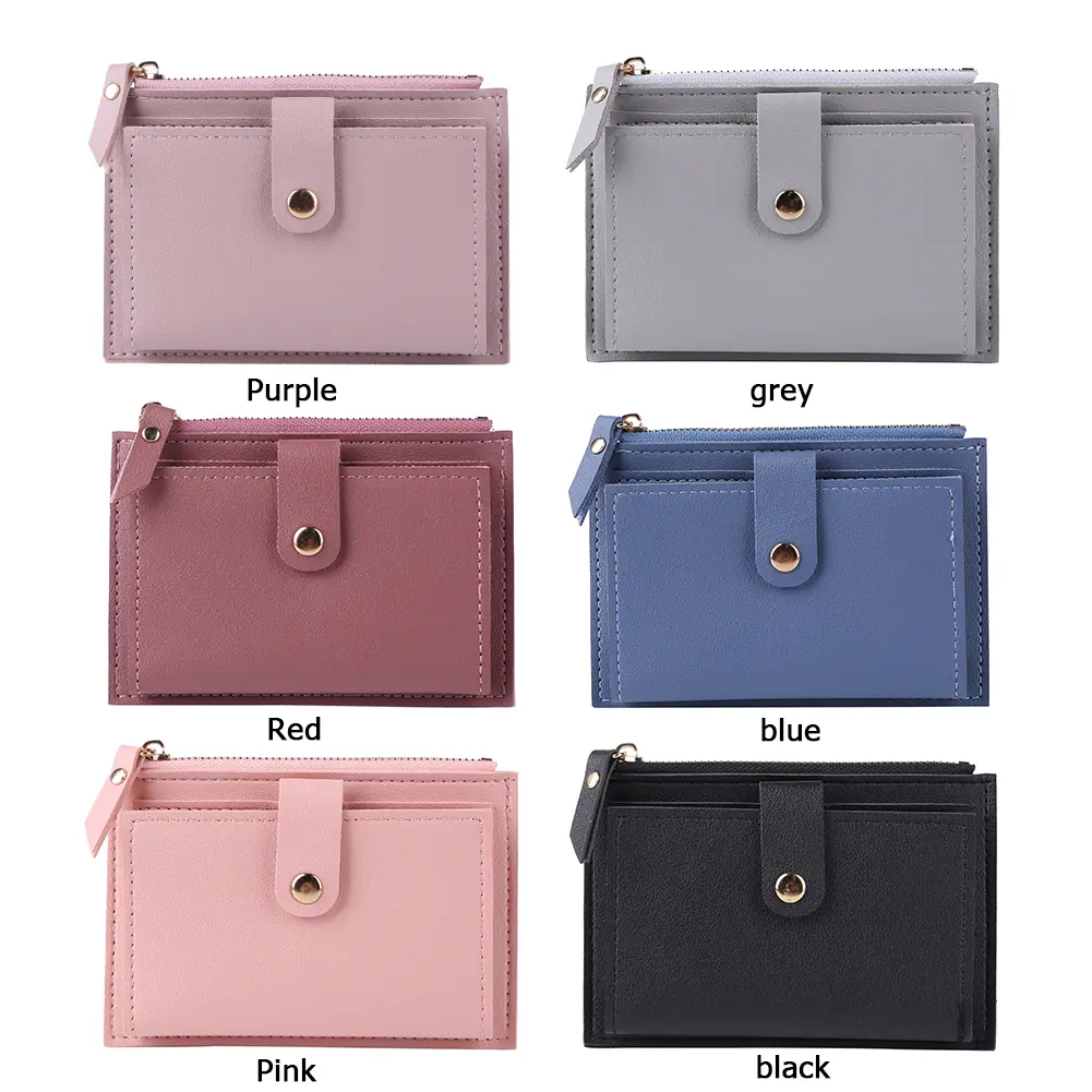 Mini Purse Zipper Card Holder Women Fashion ID Card Multi-slot Wallet PU Leather Holiday Gifts for Men Women