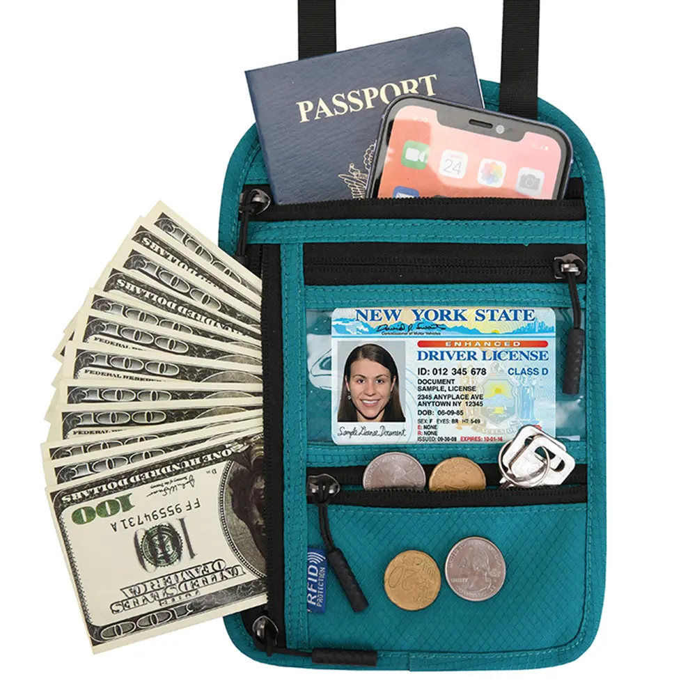 RFID Travel Passport Holder Document Organizer Shoulder Card Bag for Men Women
