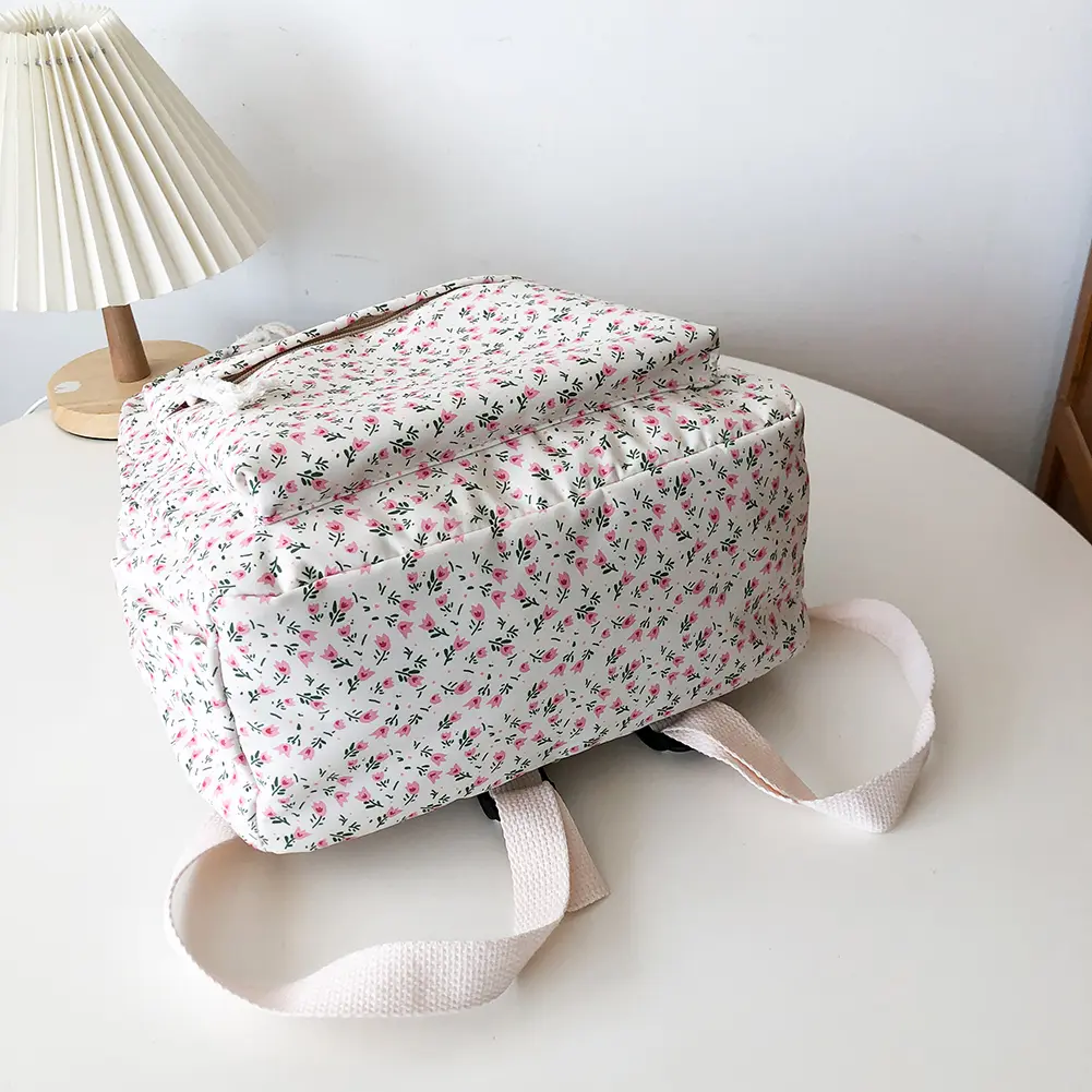 Women College Student Backpack Large Capacity Simple Floral Backpack Adjustable Strap Travel Laptop Rucksack Teenage Girl Bag