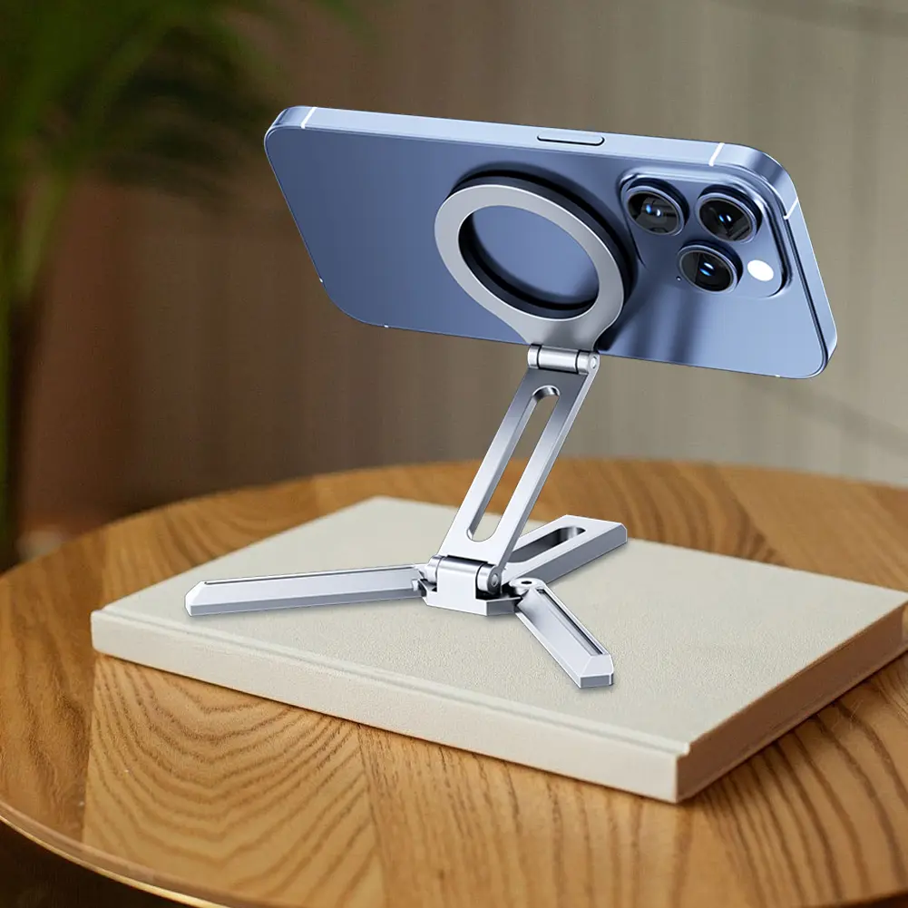 Magnetic Folding Phone Holder Aluminum Alloy Smartphone Desk Stand Multifunctional Portable Desktop Phone Mount for Magsafe