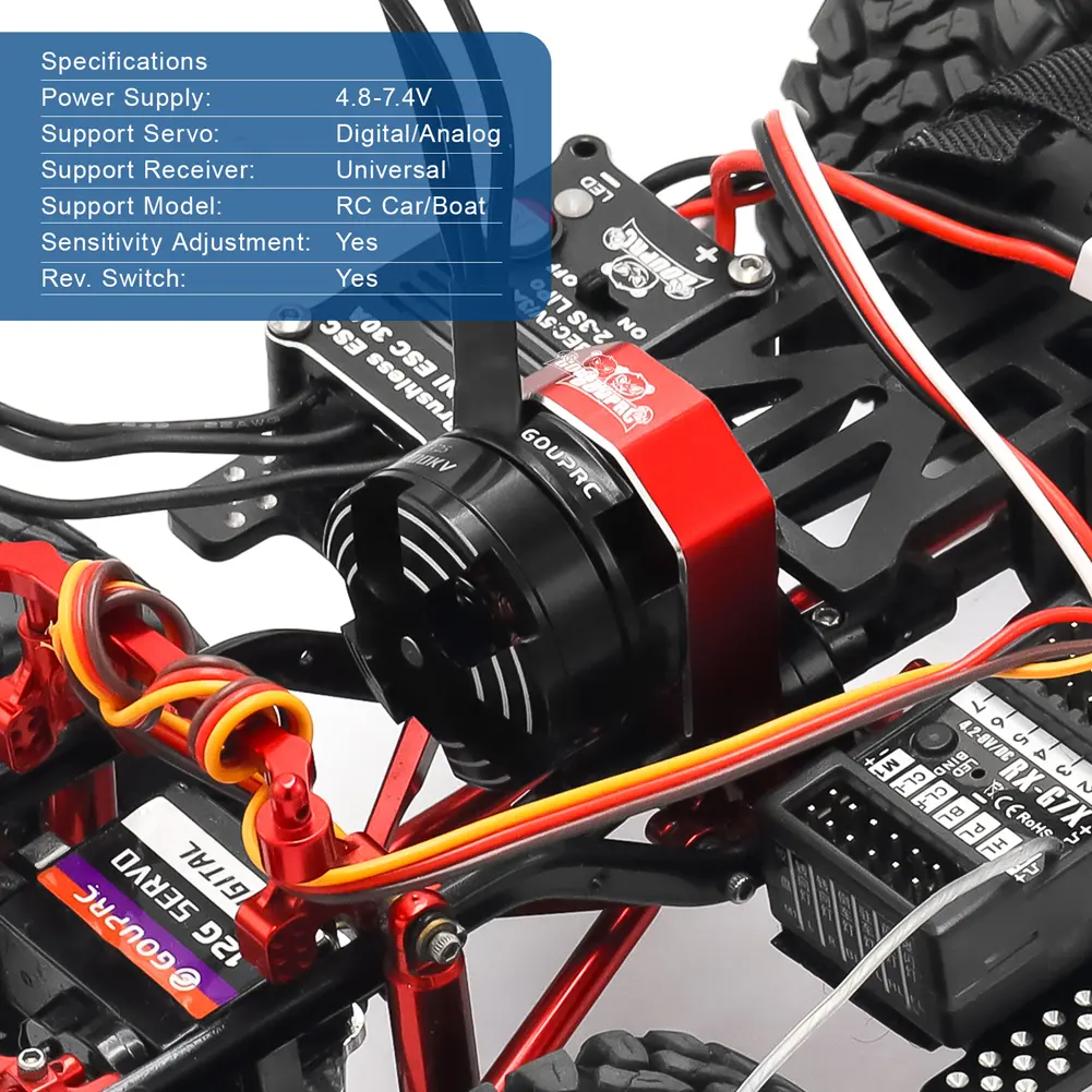 Upgrade 2204 2400KV Brushless Outrunner Motor W/ Transmission & 30A Brushless ESC for 1/24 RC Car Truck Crawler Axial SCX24