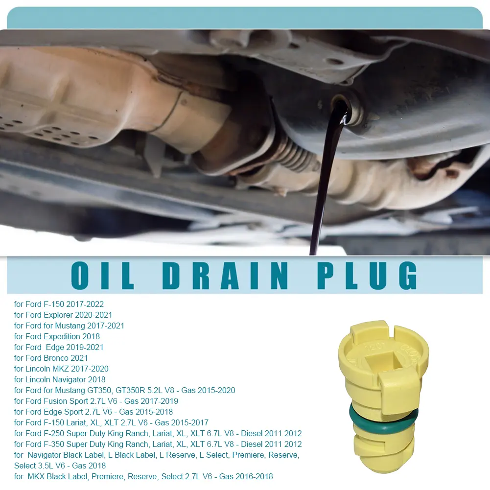 Engine Oil Drain Plug KX6Z6730B Oil Sump Drain Screw BC3Z6730A Nylon for Ford Explorer 2020-2021 for Lincoln Navigator 2018