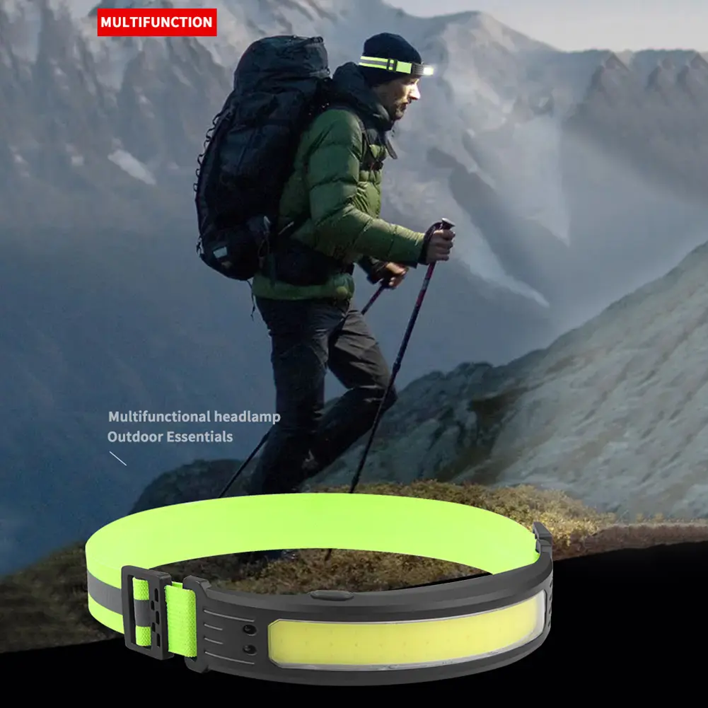 Rechargeable Camping LED Headlamp COB/LED Head-mounted Flashlight Reflective Headband for Outdoor Night Fishing Cycling Hiking