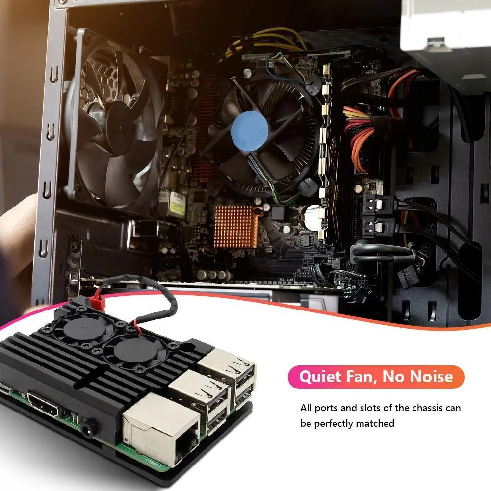Case Metal Case Box Shell Cooling Fan Aluminum Alloy Heatsink without Dual Cooling Fan for Raspberry Pi 3 Model B B+