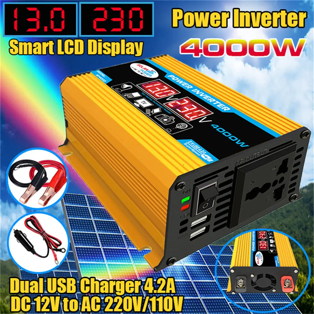 Car Charger Converter Dual LCD Digital Display Power Inverter Car Charge Converter for Auto Steamboat Accessories