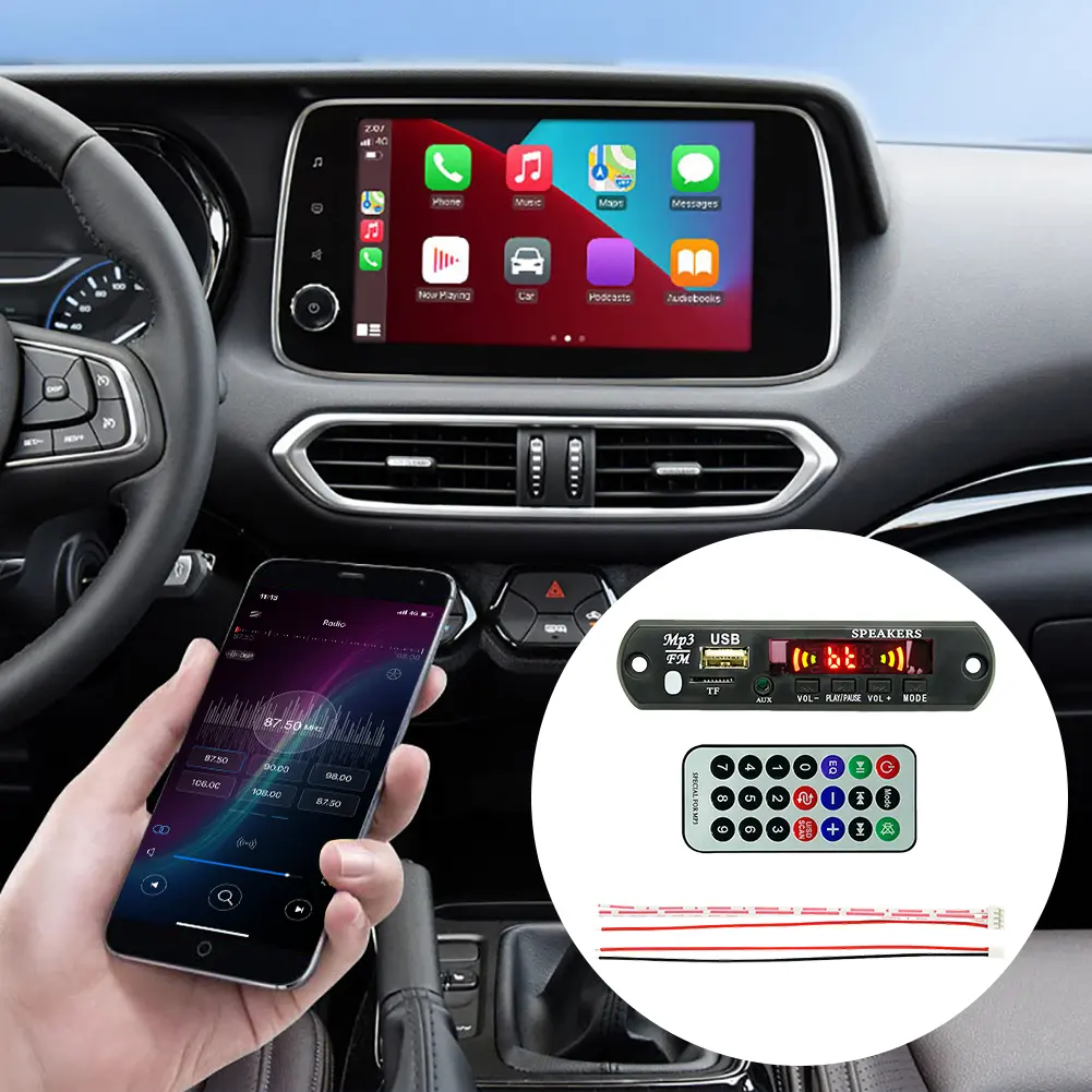MP3 WMA Decoder Board Lossless Audio 5/12V Bluetooth 5.0 MP3 Player Board Module Lossless Audio with Remote Control for Car