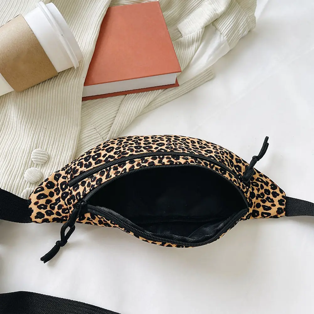 Fashion Women Casual Shoulder Bags Leopard Print Large Capacity Waist Pack Chest Shoulder Messenger Crossbody Bag