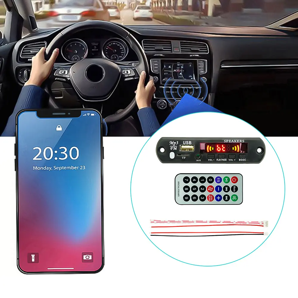 MP3 WMA Decoder Board Lossless Audio 5/12V Bluetooth 5.0 MP3 Player Board Module Lossless Audio with Remote Control for Car