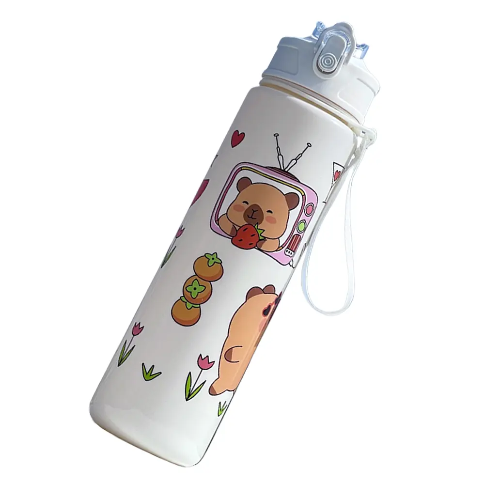 800M/700ml Capybara Water Bottle Visually Appealing Bear Water Bottle with Straw & Handle for Outdoor Sports & Fitness BPA Free