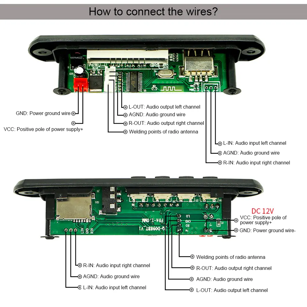 MP3 WMA Decoder Board Lossless Audio 5/12V Bluetooth 5.0 MP3 Player Board Module Lossless Audio with Remote Control for Car