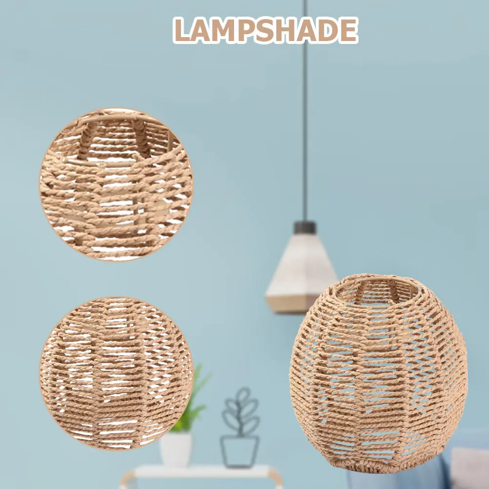 1/2Pcs Simulated Rattan Hanging Lampshade Rustic Ceiling Light Cover Handmade Woven Lamp Shade for Living Room Bedroom Hotel