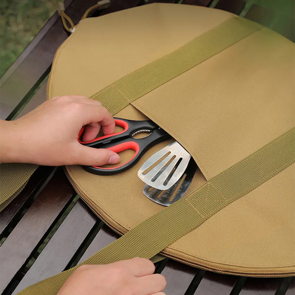 Cookware Storage 17.9x14x0.9in Grill Pan Storage Bag Zippered Skillet Storage Bag for Camping Cookware Oven Accessories