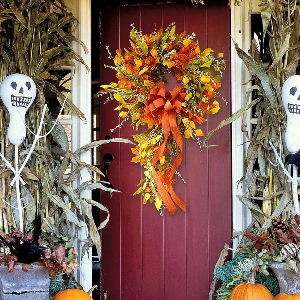 Thanksgiving Doorplate Garland Party Supplies Maple Leaf Farmhouse Wreath Scene Layout Perfect Ornament for Wedding Stage Office