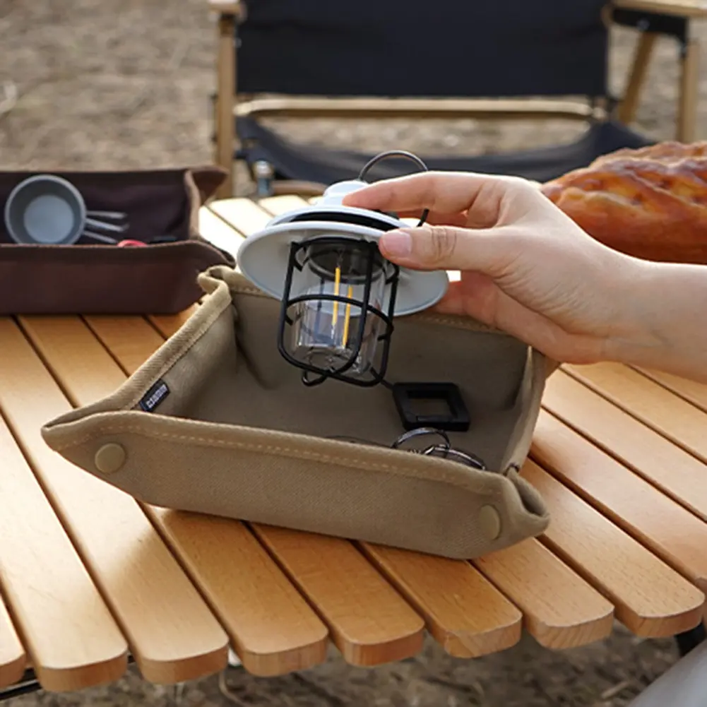 Daily Necessities Storage Box Oxford Cloth Folding Sundries Storage Box Portable Camping Serving Tray for Outdoor Hiking Travel