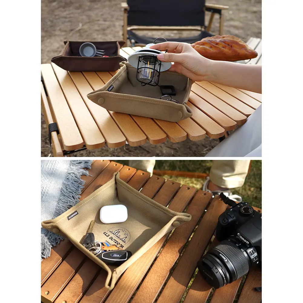 Daily Necessities Storage Box Oxford Cloth Folding Sundries Storage Box Portable Camping Serving Tray for Outdoor Hiking Travel