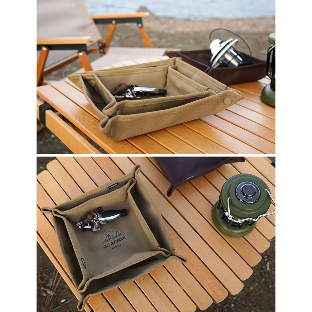 Daily Necessities Storage Box Oxford Cloth Folding Sundries Storage Box Portable Camping Serving Tray for Outdoor Hiking Travel