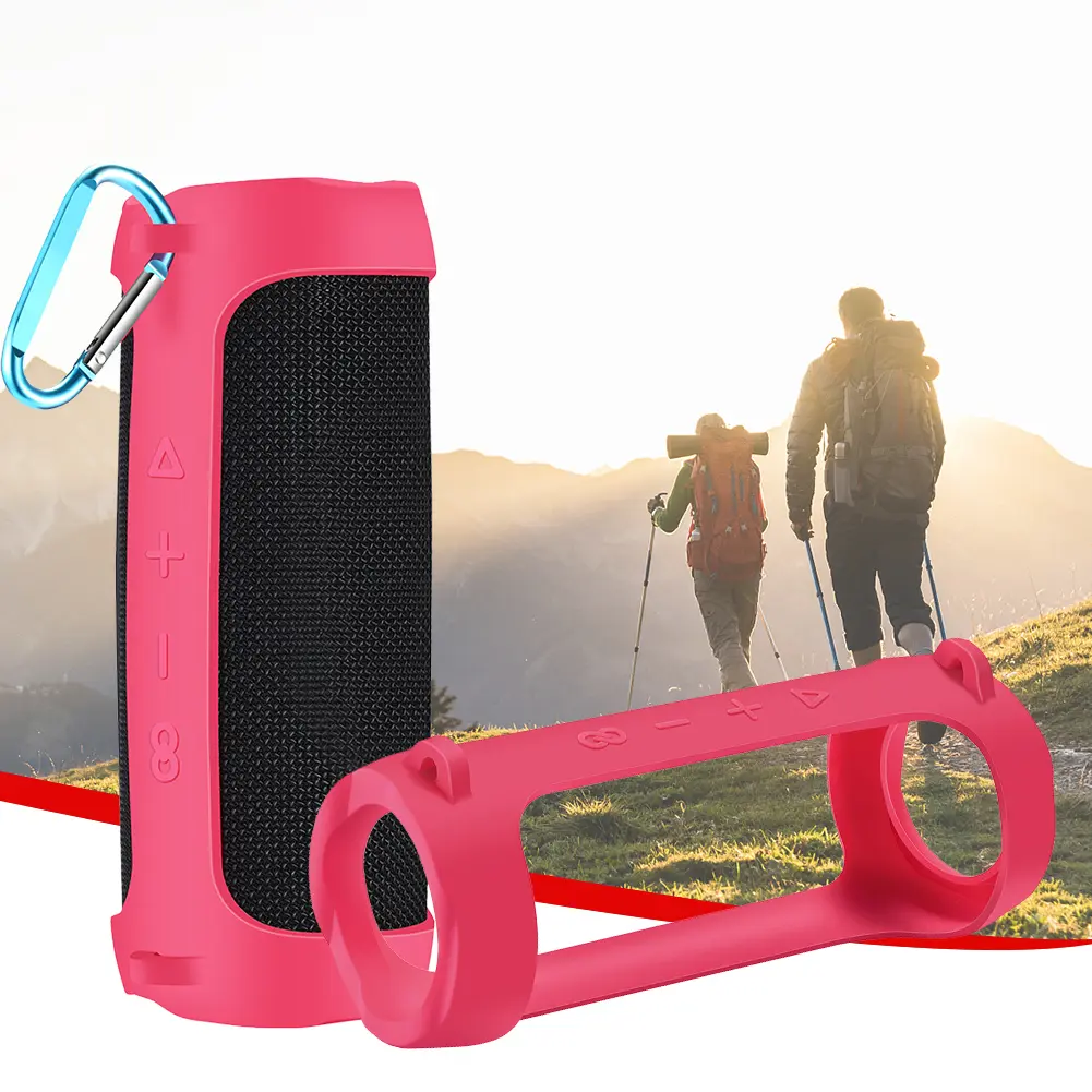 Silicone Speaker Protective Case with Carabiner Waterproof Bluetooth-compatible Speaker Cover Portable for JBL Flip 6/Flip 5
