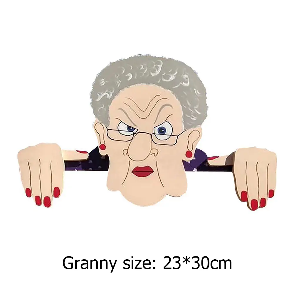 Illustration Jardin Exterior Fence Decoration Nosy Grandpa/Grandma Elderly Lady Outdoor Garden Courtyard Adornment