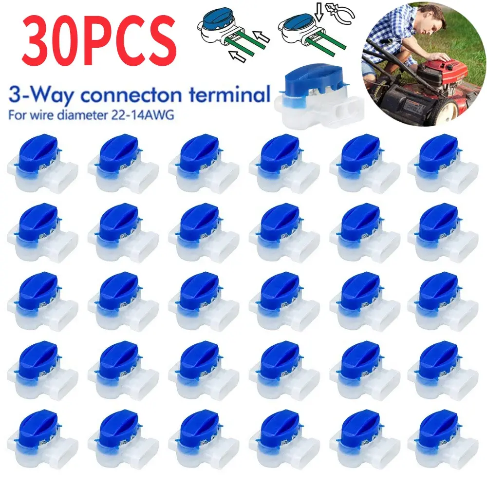 30-10PCS Waterproof Robotic Lawn Mower Connectors Electric Cable Connectors For Garden Auto Lawn Mower 3 Pore Terminal Blocks