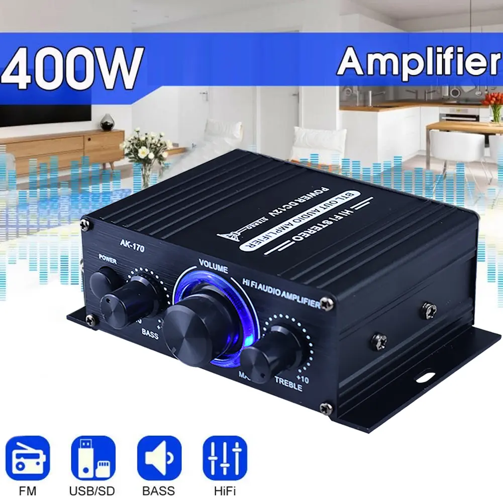 Home Digital Amplifiers Hifi Stereo Audio Power Amplifier 200W+200W Dual Channel Power Amp 125x75x40mm 1-2pcs