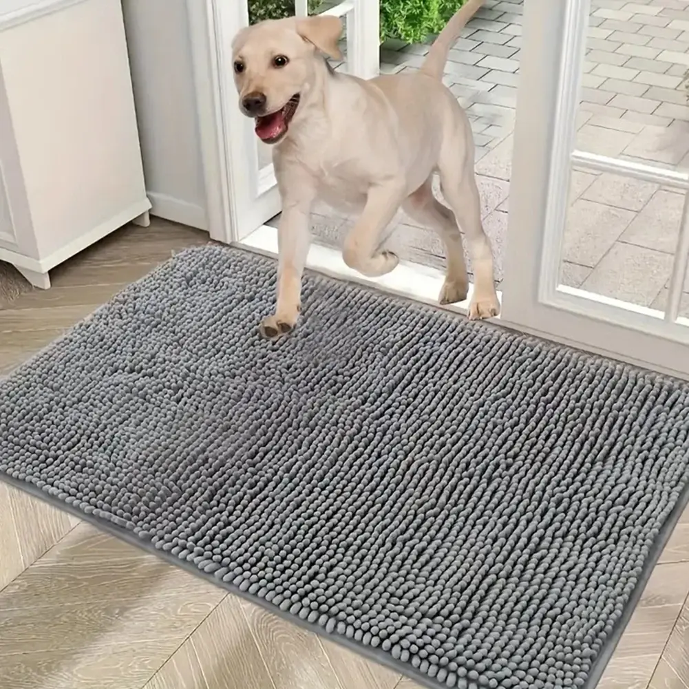 Dog Door Mat for Muddy Paws Absorbs Moisture and Dirt Mud Mat for Dogs Washable Entry Indoor Door Mat Quick Dry Pet Rug Chenille