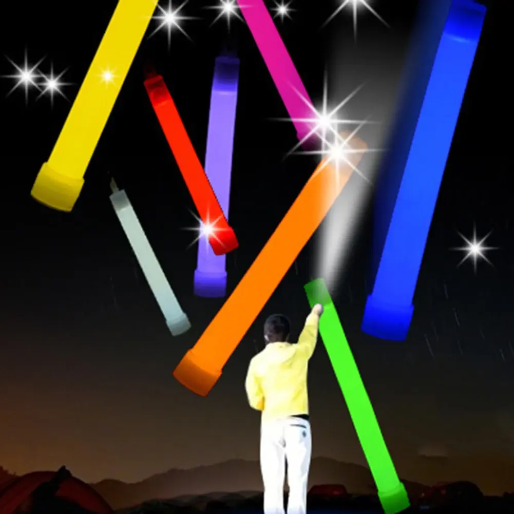 5/10PCS 6 inch Glow Stick with Hook Waterproof Fluorescence Light for Hiking Camping Outdoor Emergency Concert Party Light Stick