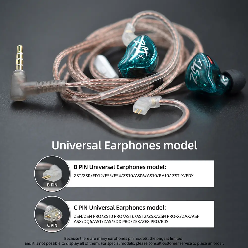 1/2/3/4/5/10pcs KZ Original Cable High-Purity Copper Twist Earphone Wire For ZS3 ZS4 EDX ZSN ZST ASX EDX ZSX CA4 C12 C16 ZAX C10