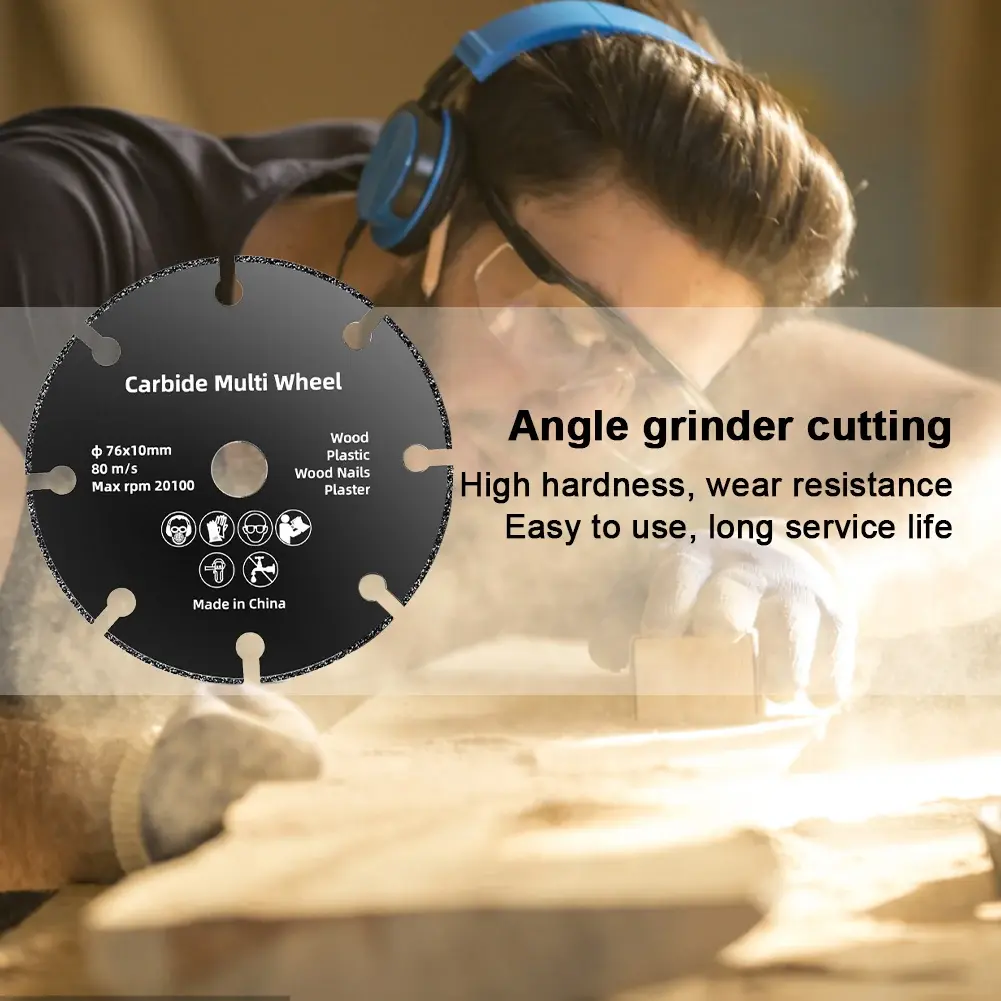 1PCS 76MM Circular Cutting Saw Blade Stainless Steel Iron Grinding Disc Vacuum Brazed Wood Cutting Disc for Angle Grinder