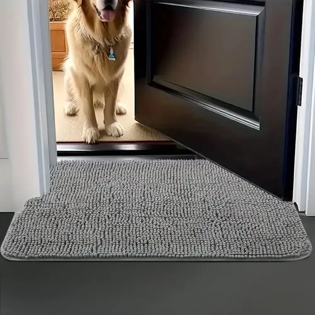 Dog Door Mat for Muddy Paws Absorbs Moisture and Dirt Mud Mat for Dogs Washable Entry Indoor Door Mat Quick Dry Pet Rug Chenille