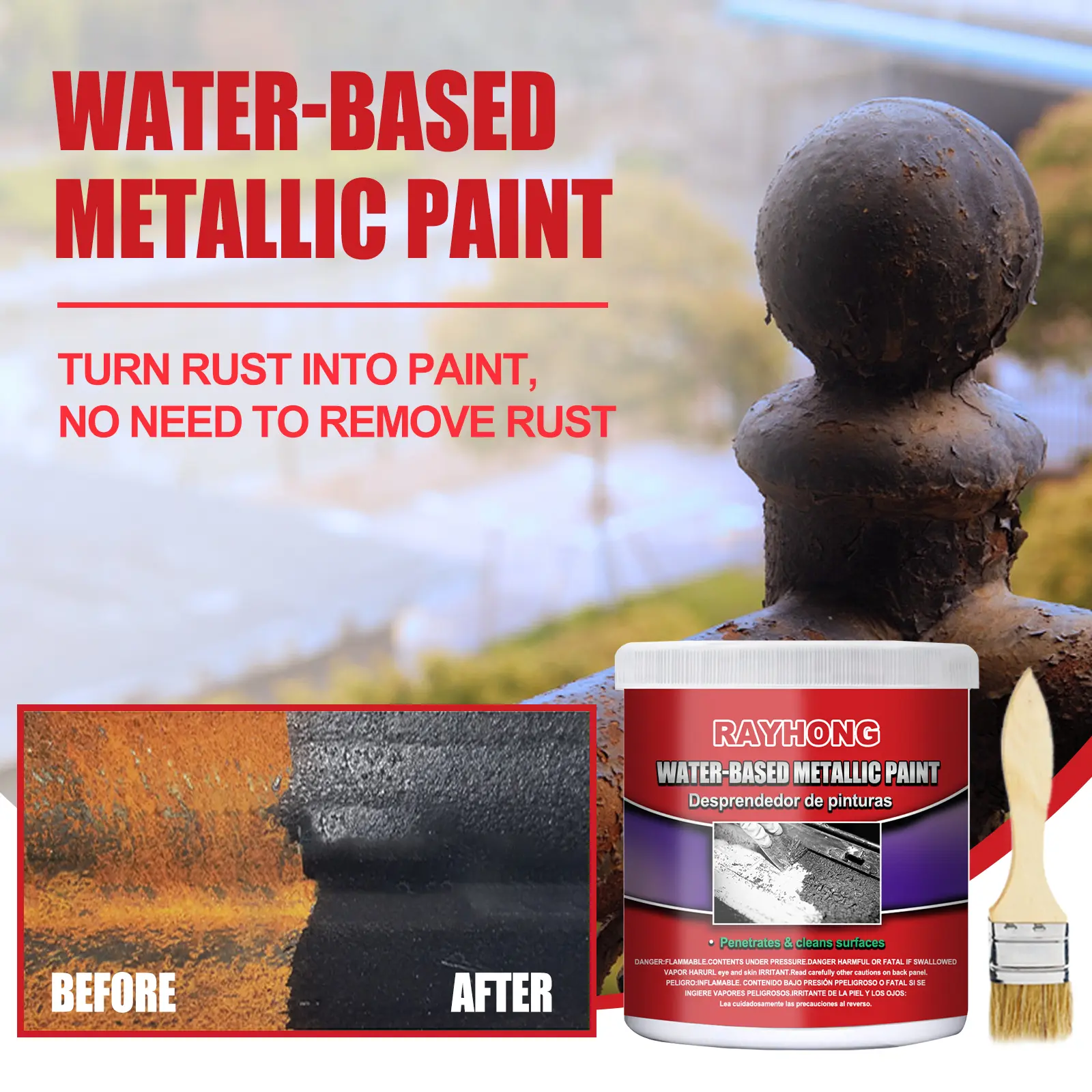 100ML Car Anti-Rust Chassis Rust Converter Long Lasting Rust Remover Deruster Water-Based Primer Iron Metal Surface Repair
