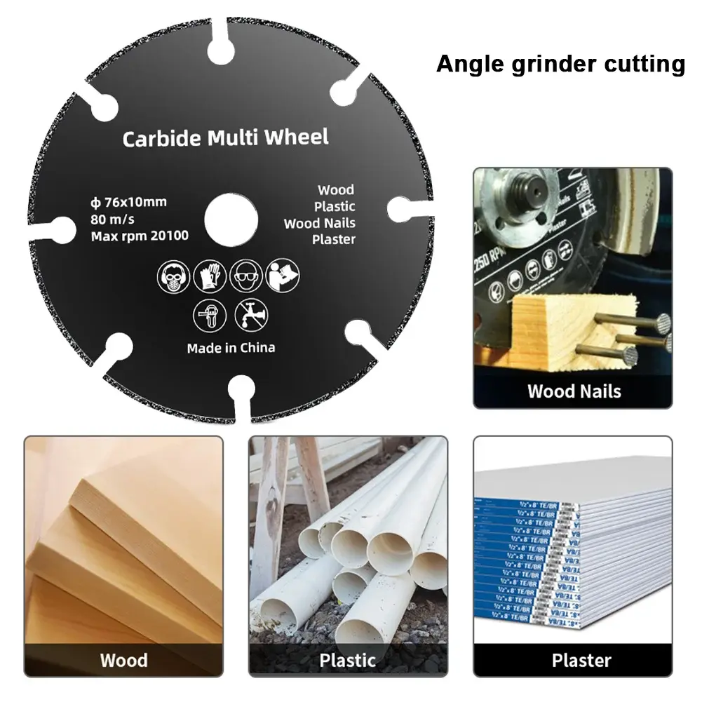 1PCS 76MM Circular Cutting Saw Blade Stainless Steel Iron Grinding Disc Vacuum Brazed Wood Cutting Disc for Angle Grinder