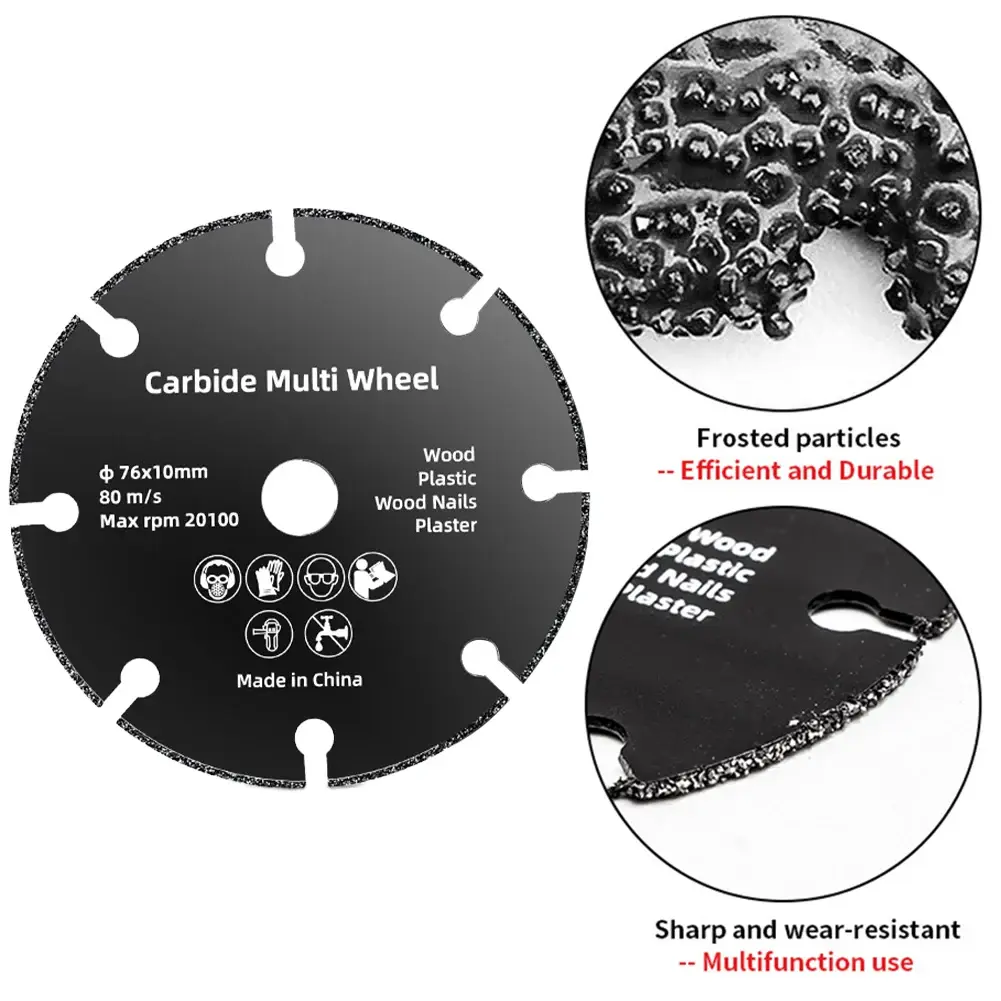 1PCS 76MM Circular Cutting Saw Blade Stainless Steel Iron Grinding Disc Vacuum Brazed Wood Cutting Disc for Angle Grinder