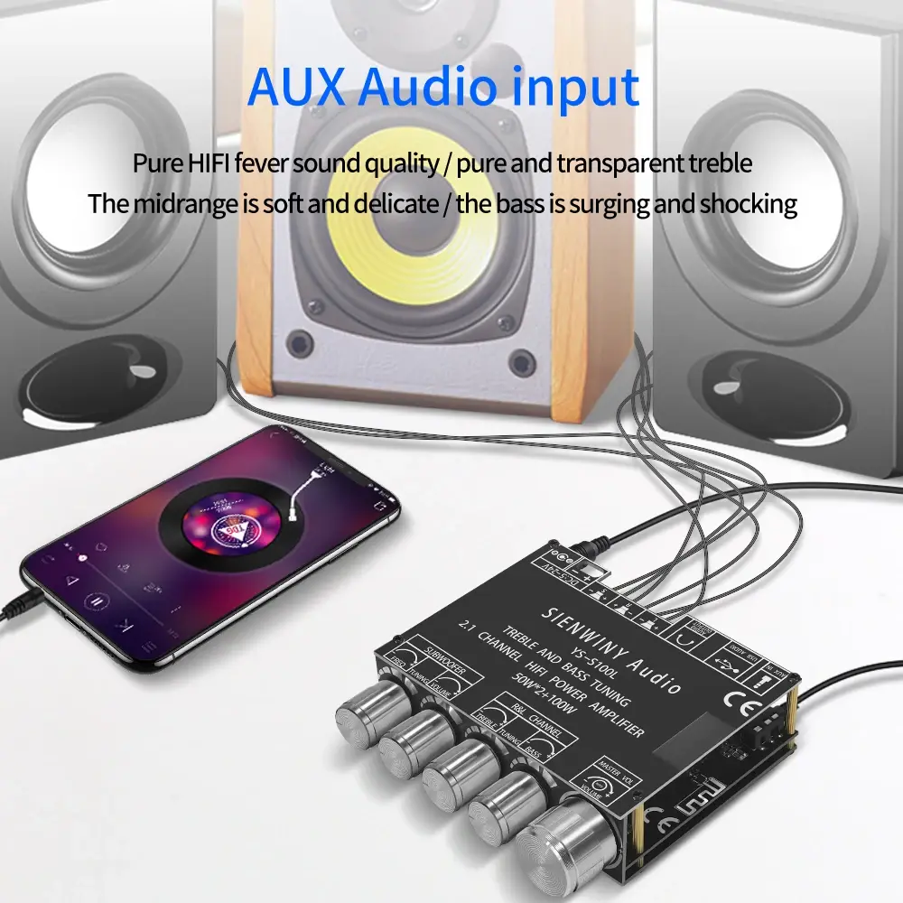 YS-S100L 50W*2+100W 2.1 Subwoofer Amplifier Board 3 Channel CS8673E Bluetooth 5.1 DIY Home Audio Stereo Subwoofer Amplifier Boar